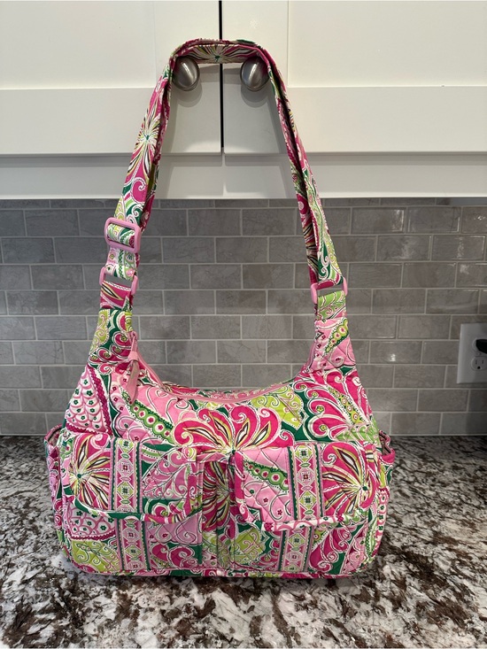 Vera Bradley Handbags - Vera Bradley Retired Pinwheel Pink Cargo Sling Bag Adjustable Shoulder Strap